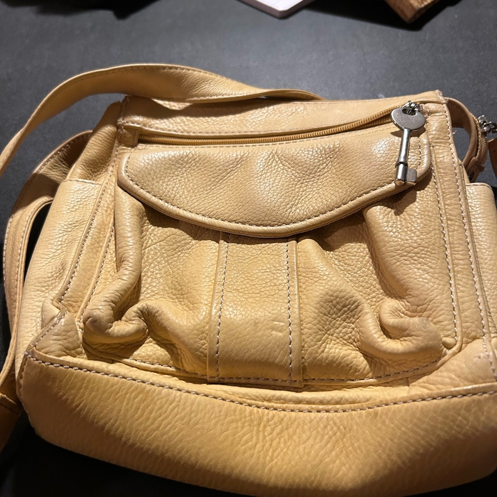 Fossil Yellow Leather Crossbody Bag